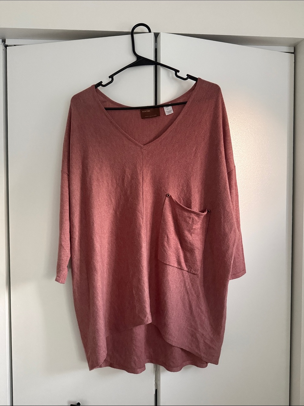 Oversized Kerisma V-Neck Pocket Tunic in Dusty Rose